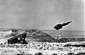 A Vickers 891 Vigilant anti-tank missile shortly after launc