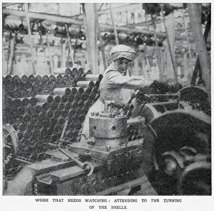 Boring Prints: Vickers Munition Factory - Turning of the Shells 1915