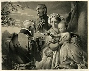 Offspring Prints: Victoria and Albert with Duke of Wellington and their son