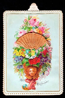 Images Dated 18th June 2018: Victorian 1890s Card Greetings Cherub Cherubs