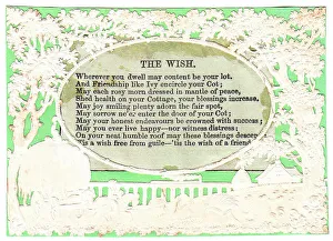 Victorian 1890s Card Greetings Pale Green White