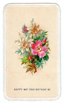Images Dated 14th June 2018: Victorian 1890s Card Greetings Red Green White