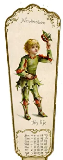 Calendar Prints: Victorian Calendar, November, Holly Berry Boy