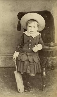 Tassel Collection: Victorian child with cricket bat, Otley, Yorkshire