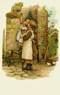 Cage Prints: Victorian children at a birdcage