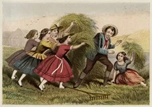 Images Dated 13th April 2012: Victorian children at harvest time