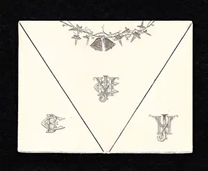 Envelopes Prints: Victorian Christmas envelope with initials and bells