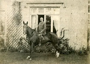 Images Dated 27th September 2019: Victorian country gentleman on horse in front of house