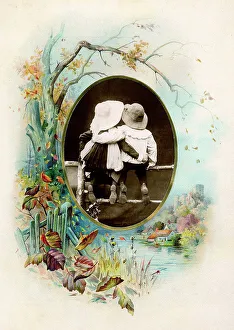 Victorian floral greetings card design, A6 size, No. 1