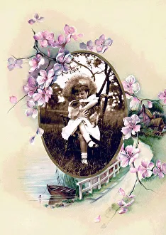Victorian floral greetings card design, A6 size, No. 7