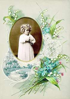 Victorian floral greetings card design, A6 size, No. 8