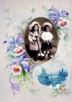 Victorian floral greetings card design, A6 size, No. 9