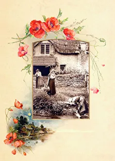 Victorian floral greetings card design, A6 size, No. 14