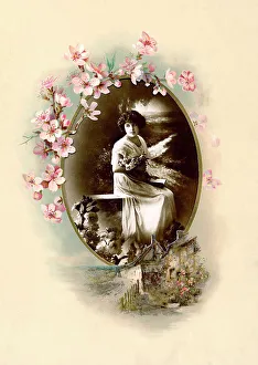 Victorian floral greetings card design, A6 size, No. 12