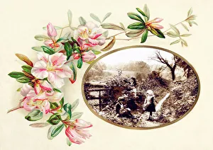 Victorian floral greetings card design, A6 size, No. 17
