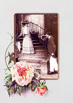Victorian floral greetings card design, A6 size, No. 20