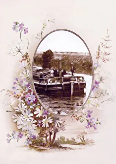 Victorian floral greetings card design, A6 size, No. 24