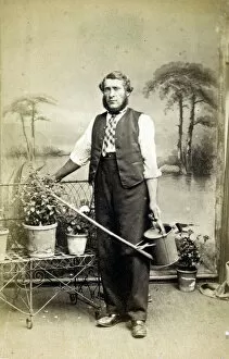 Painted Gallery: Victorian gardener with watering can, Chelmsford
