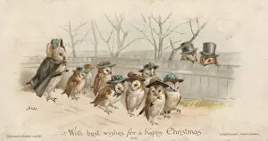 Images Dated 2nd December 2019: Victorian Greeting Card - Owl Finishing School