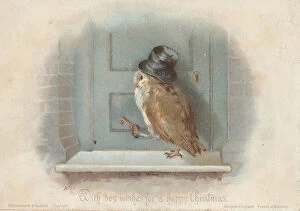 Anthropomorphic Gallery: Victorian Greeting Card - Owl Late Night Return Home