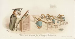 Anthropomorphic Gallery: Victorian Greeting Card - Owl School