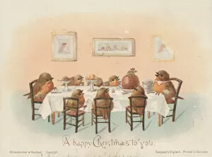 Victorian Greeting Card - Robins Christmas Dinner