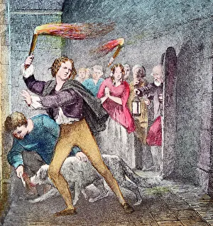 Victorian illustration from the story The Mistletoe Bough