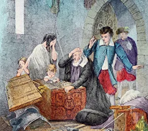 Victorian illustration from the story The Mistletoe Bough