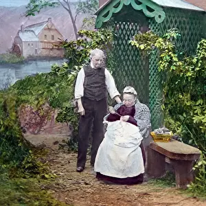 Victorian lantern slide illustrating song Sweet Genevieve