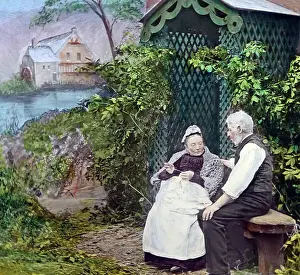 Victorian lantern slide illustrating song Sweet Genevieve