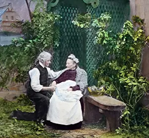 Victorian lantern slide illustrating song Sweet Genevieve
