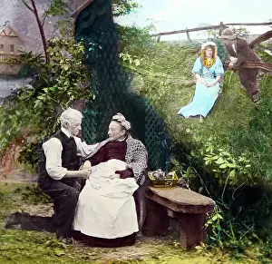 Victorian lantern slide illustrating song Sweet Genevieve