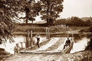 Hythe Prints: Victorian magic lantern slide of the Bablock Hythe Ferry