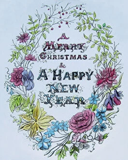 Merry Collection: Victorian Magic Lantern Slide Merry Christmas Happy New Year