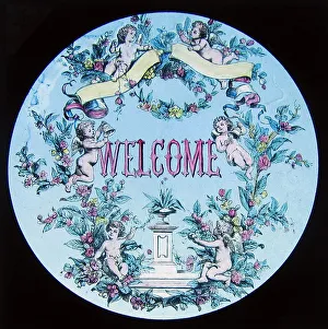 Victorian Magic Lantern Slide Welcome