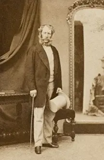 Whiskers Prints: Victorian man standing by a mirror