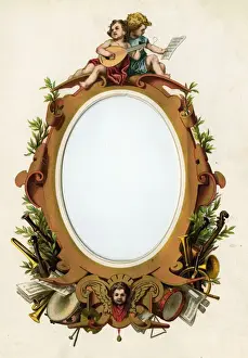 Cherub Prints: Victorian Photo Album - oval mirror design