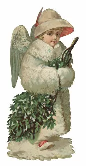 Images Dated 17th December 2015: Victorian Scrap, angel with Christmas tree