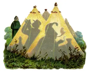 Victorian Scrap - Army Tent with Silhouettes
