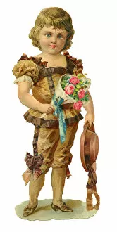 Images Dated 5th November 2019: Victorian scrap, Boy with bouquet of flowers