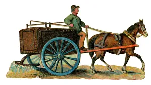 Watering Prints: Victorian scrap, cart watering the road