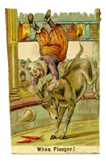 Images Dated 23rd August 2017: Victorian Scrap - Circus Clown trying to ride a Donkey