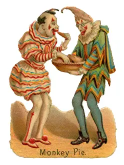 Clowns Prints: Victorian scrap - circus clowns eating monkey pie