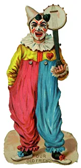 Banjo Prints: Victorian Scrap, Clown with Banjo