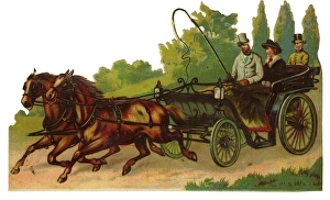 Images Dated 11th December 2015: Victorian Scrap, couple in open carriage