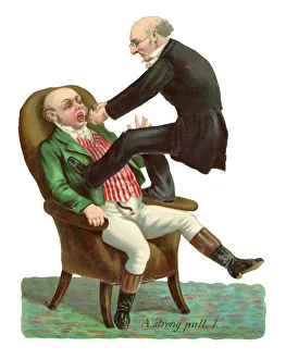Pain Collection: Victorian scrap - dentist pulling a tooth