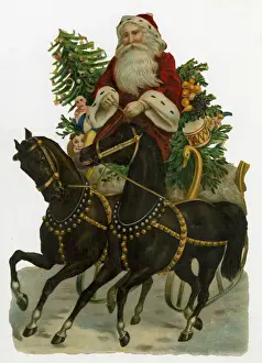 Oranges Prints: Victorian Scrap -- Father Christmas and Horses