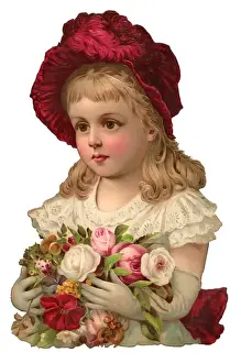 Bunch Prints: Victorian Scrap - Girl with bunch of flowers