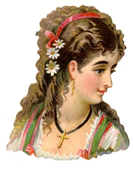 Victorian scrap, Head and shoulders of woman