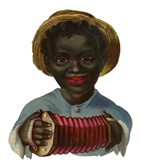 Images Dated 17th December 2015: Victorian Scrap, little boy playing concertina